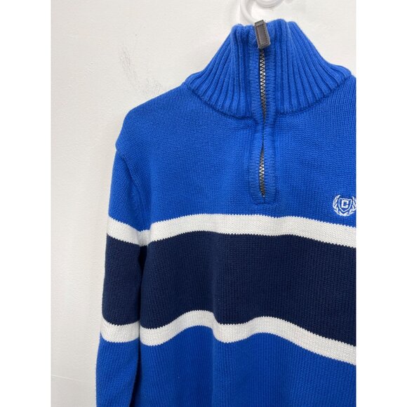 Chaps Boys Blue Quarter Zip Knit Sweater Size M (10/12) Preppy Fall Classic - Picture 5 of 13
